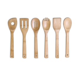 Adeco 6 Piece Kitchen Utensil Tool Set, Bamboo