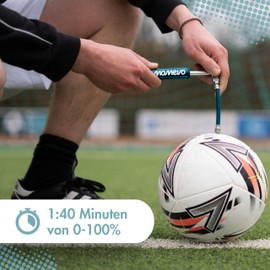 Momevo PocketAir - Mini Ball Pump with Flexible Hose for All Balls - Small, Plastic-Free Aluminium - Ball Pump for Football, Basketball, Volleyball (Petrol Blue)