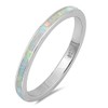 White Simulated Opal Eternity Stackable Ring New .925 Sterling Silver