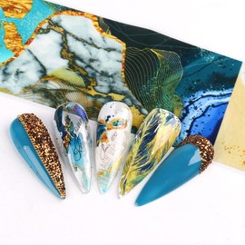 Marble Nail Foil Transfer Stickers Decals, 10 Sheets Oil Painting Pattern Nail Foils Designs Nail Art Decal Acrylic Supplies for Women Girls Manicure Charms Decorations, DIY Resin Polish Nail Art Tips