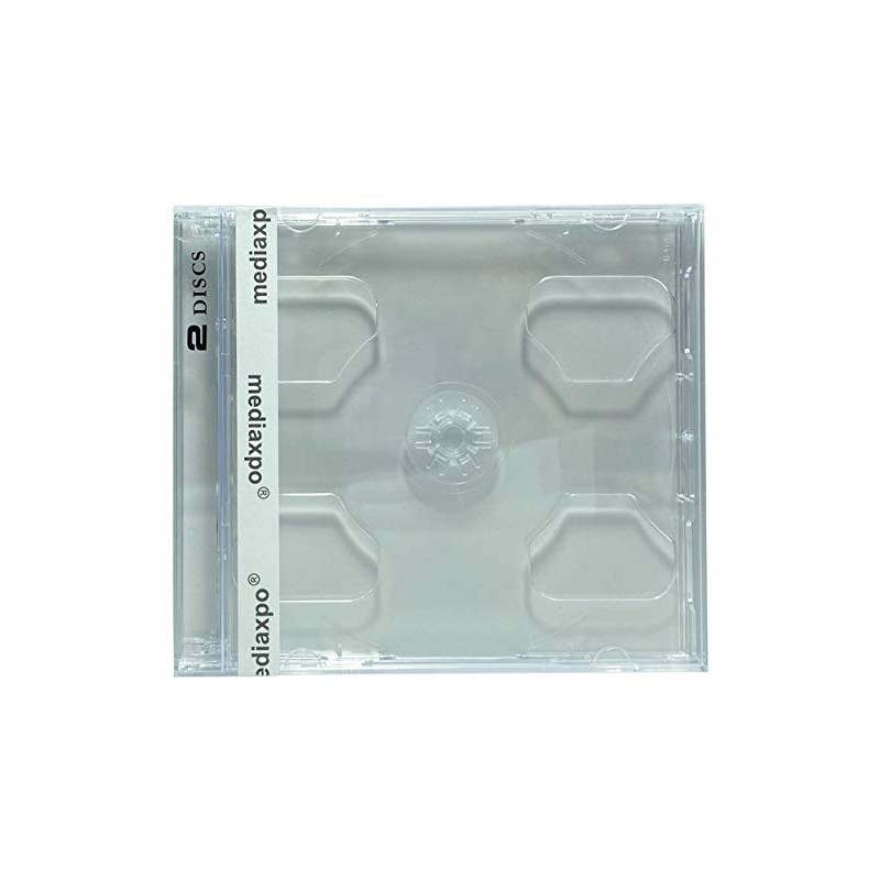 mediaxpo 50 Standard Clear Smart Tray Double CD Jewel Case