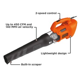 BLACK+DECKER Leaf Blower, Axial, 9-Amp (BEBL750)