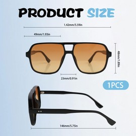 SopwMap Retro Sunglasses for Men and Women, Vintage 70s Style, Rectangular UV400 Safety Glasses, Fashionable Double Bridge, Lightweight Frame for Everyday and Travel, Unisex Design, Black Frame