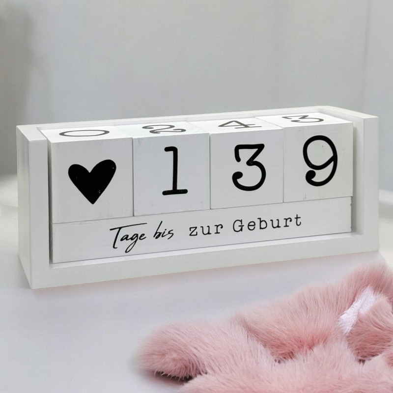 MIJOMA Yearly Countdown Calendar Wooden Cube - Permanent Yearly Table