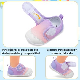 relxfeet Ligero y Transpirable,Puntera anticolisión,Zapatos de bebé Suaves y Antideslizantes,Primeros Pasos para Aprender a Caminar, para niños de 6 a 48 Meses RosaBlanco 14 CM