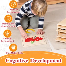 MONTESSORI OUTLET Nature Materials Flower Puzzle Early Preschool Learning Toys for 3-12 Year Old Kids and Toddler