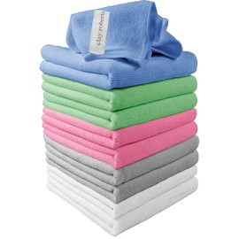 Clay Roberts Microfibre Cleaning Cloths, 40cm x 30cm - Pack of 10, Mixed Cloths, Machine Washable, Polishing, Waxing & Dusting Cloth, Lint-Free, e Cloth, Kitchen Towel, Car Cleaning, Microfiber cloth