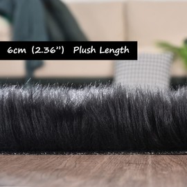 Goolela Shag Rug 6x9 Rugs for Living Room Black Fluffy Faux Sheepskin Fur Rug for Living Room Fuzzy Plush Large Rug for Bedroom Super Soft Shag Rug Home Decor, Rectangle