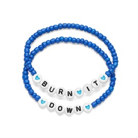 Flvkev Blue Friendship Bracelets for Women Blue Beads Beaded Bracelets Royal Blue Bracelets (blue style-burn it down)