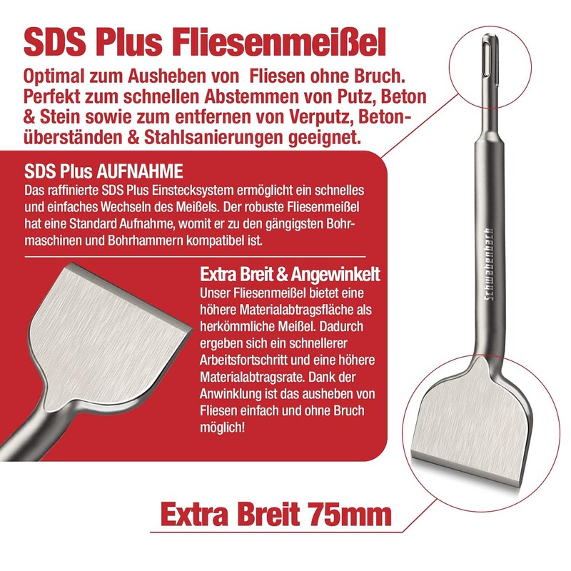 SCHWABENBACH® Scalpello per Piastrelle SDS Plus 75 x 250mm -