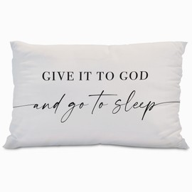 Knibeo Give It to God and Go to Sleep,Decorative Pillows Cover for Bed,Throw Pillows Cover for Bed,16x24 Inch Silk Pillow Case,Decorative Bed Pillows Cover for Bedroom Room（Cream-Coloured 16" x 24"）