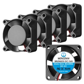 WINSINN DC 25mm Fan 5V 2510 Dual Ball Bearing Brushless Cooling 25mmx10mm 2PIN (Pack of 5Pcs)