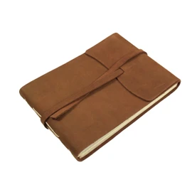 Rustic Genuine Leather Photo Album with Gift Box - Scrapbook Style Pages - Holds 60 4x6 or 5x7 Photos Brown