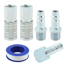1/2” Air Hose Fittings Set, 2PCS I/M Industrial Type Coupler with 1/2” MNPT & Plug with 1/2 FNPT, 2PCS Plugs with 1/2' MNPT, 5PCS Steel Quick Connect Fittings 300PSI(COLOR:External)