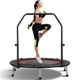 ZENOVA 40" Mini Trampoline, Rebounder Trampoline Foldable Trampoline Indoor with Adjustable Bar Fitness Rebounder for Adults