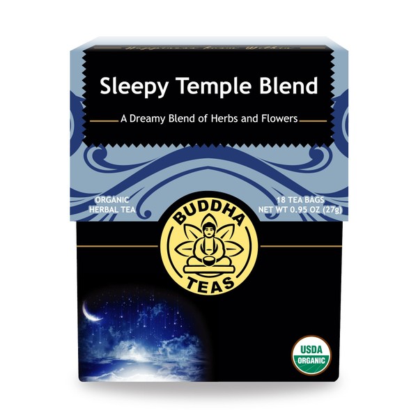 Organic Sleepy Temple Blend, 18 Bleach-Free Tea Bags – Organic Caffeine-Free Tea is a Great Source of Vitamins, Minerals, and Antioxidants, Supports Healthy Sleep, No GMOs