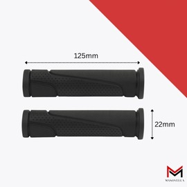 Manovella® Bicycle Grips 125 mm - Non-Slip Handlebar Grips for Bicycle MTB City Bike Trekking Bike - Ergonomic, Shock Absorbing Rubber Grips Diameter 22 mm - Black - 1 Pair