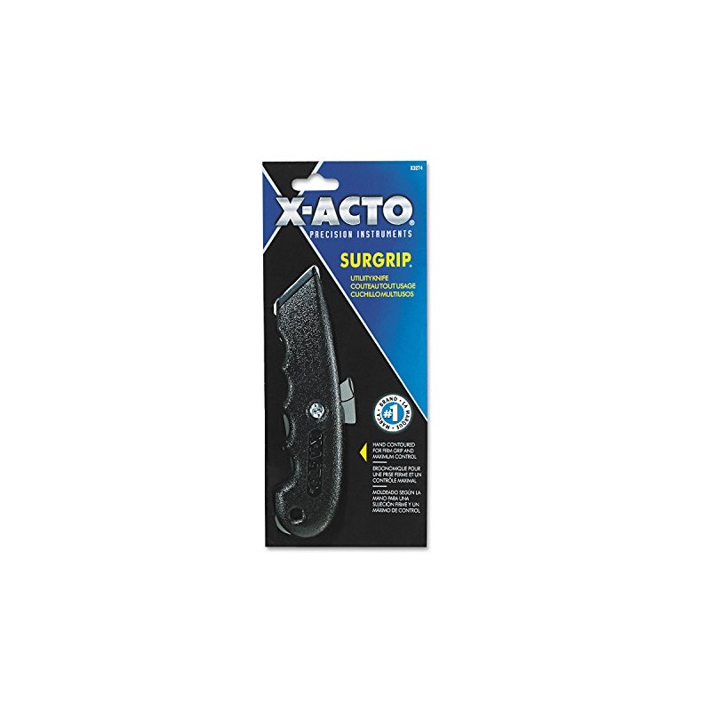 X-ACTO SurGrip Retractable Metal Utility Knife, Black (C02G1248)