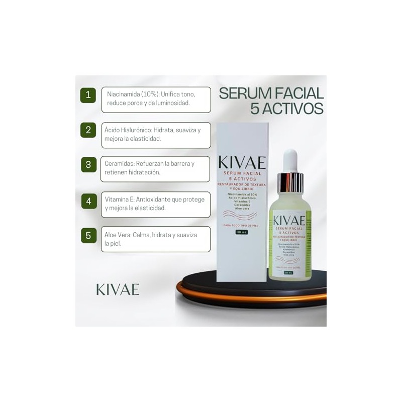 KIVAE Serum Facial Restaurador de Textura y Equilibrio con 5