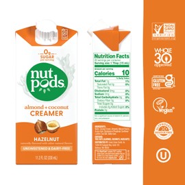 nutpods Hazelnut Creamer - Unsweetened Non Dairy Creamer Made from Almonds and Coconuts - Keto Creamer, Whole30, Gluten Free, Non-GMO, Vegan, Sugar Free, Kosher (4-Pack)