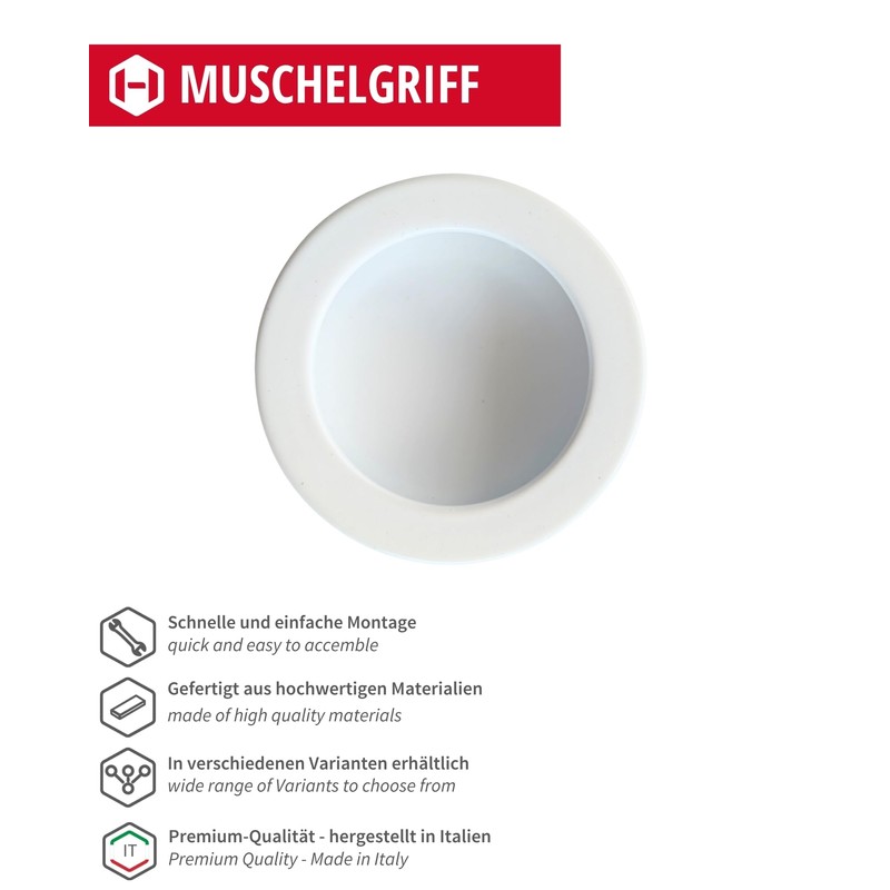 Gedotec Shell Handle Recessed | White Matt | Metal Inlet