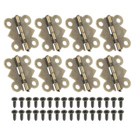 PATIKIL Small Jewelry Box Hinges 3/4 Inch, 8 Pack 180-degree Mini Butterfly Hinges Jewelry Box Hardware with 32 Screws for Cabinet Wooden Box Drawer Craft, Brown