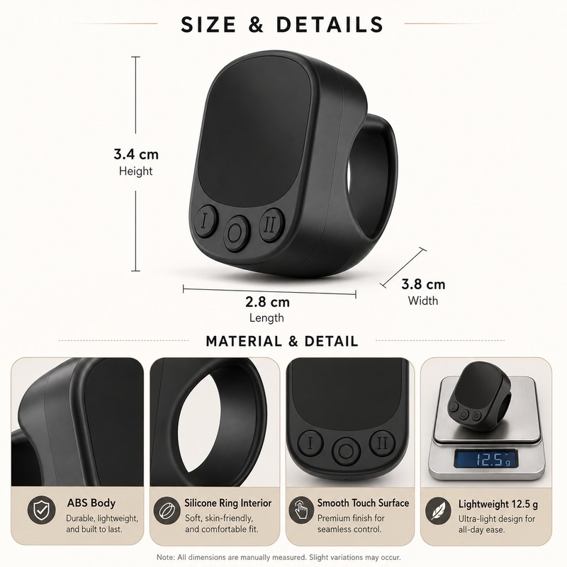 Bluetooth Ring Remote with Touchpad – Wearable Screen Clicker &