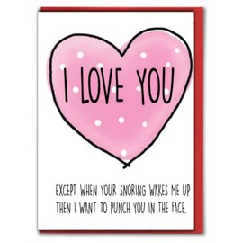 Cheeky Chops Funny Anniversary Card Valentines Love Husband Wife Partner - Snoring A38, Full colour