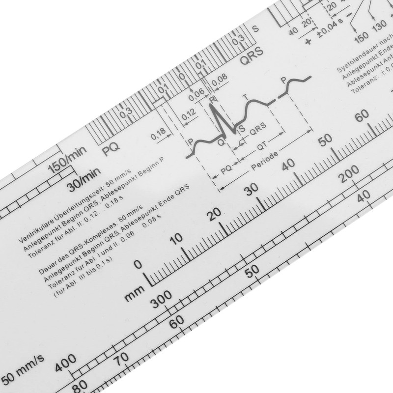 4X Essential EKG Ruler Pocketcard in English