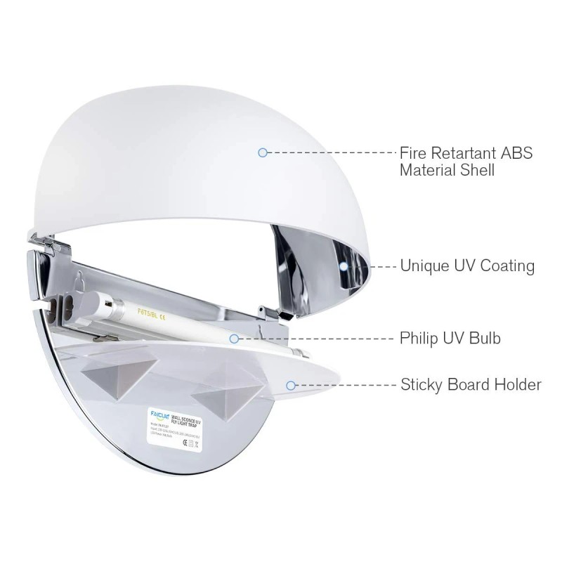 Faicuk Wall Sconce Fly Light Trap for Capturing Flies, Moths,