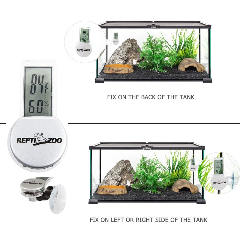 REPTI ZOO Reptile Thermometer Hygrometer with Suction Cup, Digital Thermometer