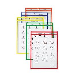 C-Line Reusable Dry Erase Pockets, 9 x 12, Assorted Primary Colors, 25/Box CLI40620