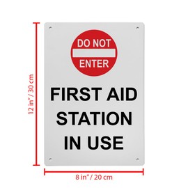 First Aid Station In Use Sign, 8.5 x 11 in" OSHA Compliant First Aid Sign, Weatherproof Plastic, UV resistant & Easy-to-Read Signage