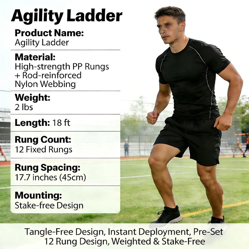 Tangle-Free Agility Ladder Speed Training Equipment - 2lbs Heavy Duty
