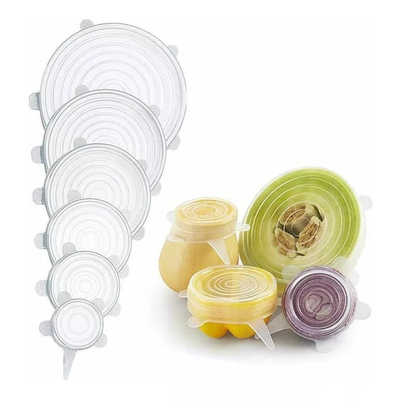 SARO STORE Tapas De Silicon Reutilizables Antiderrames (6 Piezas)