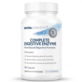 Complete Digestive Enzyme - 90 Vegan Capsules - Reduces Bloating & Supports Digestion of Carbs, Fats & Proteins - Plant Based Digestive Formula with 8 Enzymes - Supports Gut Health