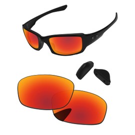 PapaViva Replacement Lenses & Nose Pieces for Oakley Fives Squared OO9238 54mm Sunglass Fire Red Pro+ Anti-reflective Polarized