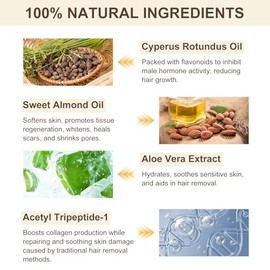 Cyperus Rotundus Oil, Natural Cyperus Rotundus Oil for Hair Removal, Moisturizing & Soothing Oil, Balances Skin Tone, Reduces Body Hair Growth, Hair Removal Oil for All Skin Types