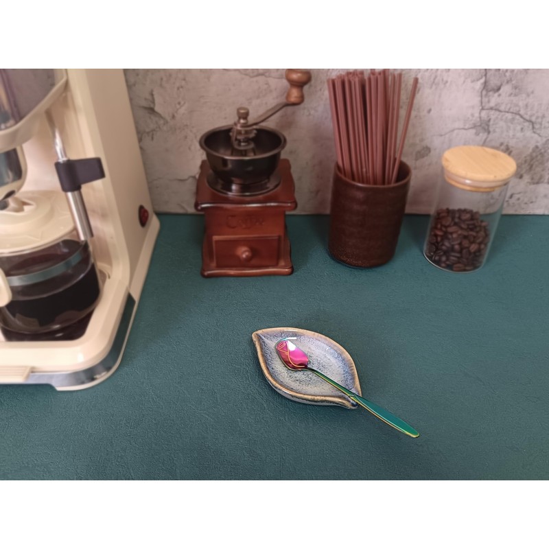 Coffee Spoon and Rest for Coffee Bar Accessories, Leaf Small