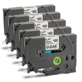 DINGYI Label Printer Tape Compatible with Brother 12mm 0.47Inch Label Maker Tape Black on Clear,Replacement for P Touch Tze-231 PT-D210 H110 D220 D410 D600, 5-Pack