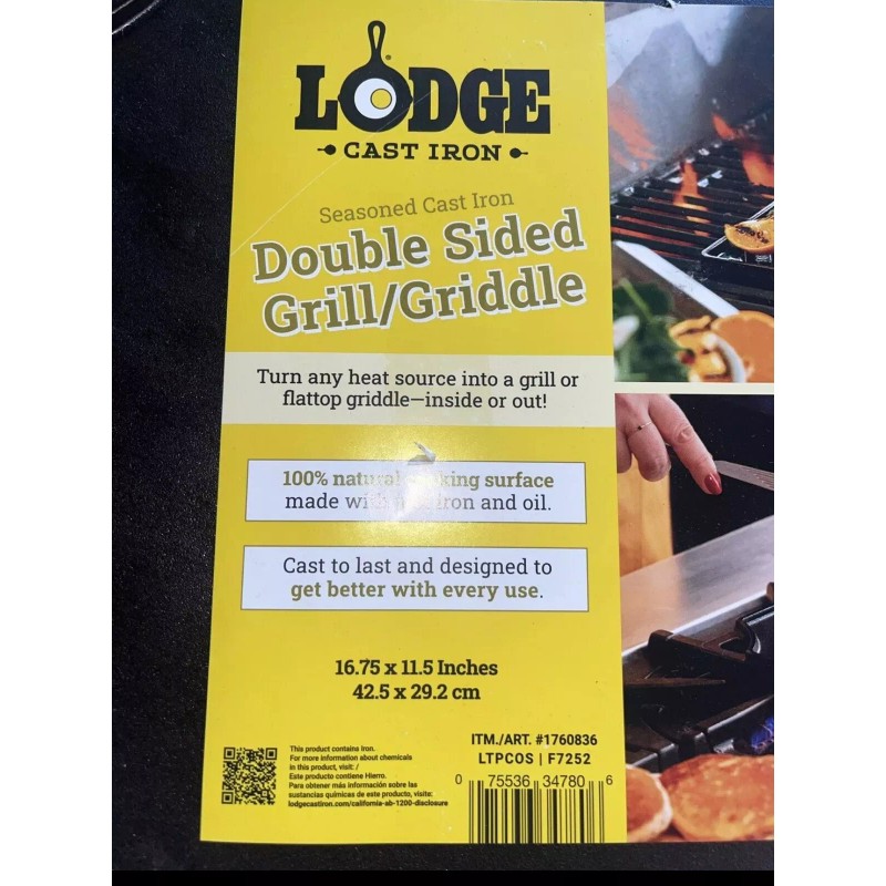 Lodge Seasoned Cast Iron Double Sided Grill/Griddle