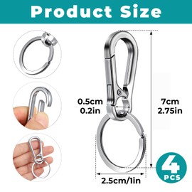 Dog Tag Clips, Stainless Steel Heavy Duty Ring Pet Tag Key Ring Clips, Pet Tags Clip for Collars Keychain Clip for Pets Collars and Harnesses