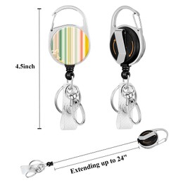Lanyard with Badge Holder,Retractable Badge Reel with Detachable Neck Lanyard Strap and Vertical ID Holder for Nurse Doctor Students Office Staff (Lanyard Stripe Flower)
