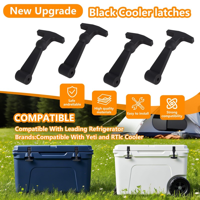 Selaginella Black Replacement Yeti Coolers Latches 4 Pack, T-Latches Made