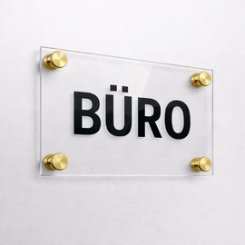 EH Design Acrylic Door Sign / Wall Sign I Transparent Clear Cover, Office Sign for Writing Yourself, Information Sign for Wall Mounting I Includes Mounting Material (100 x 170 mm Gold)
