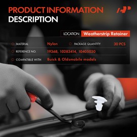 A-Premium 30PCS Nylon Weatherstrip Retainer Clips Compatible with Buick Regal 1997-2017, Century 1997-2005 & Oldsmobile Intrigue 1998-2002 - For 5mm Hole