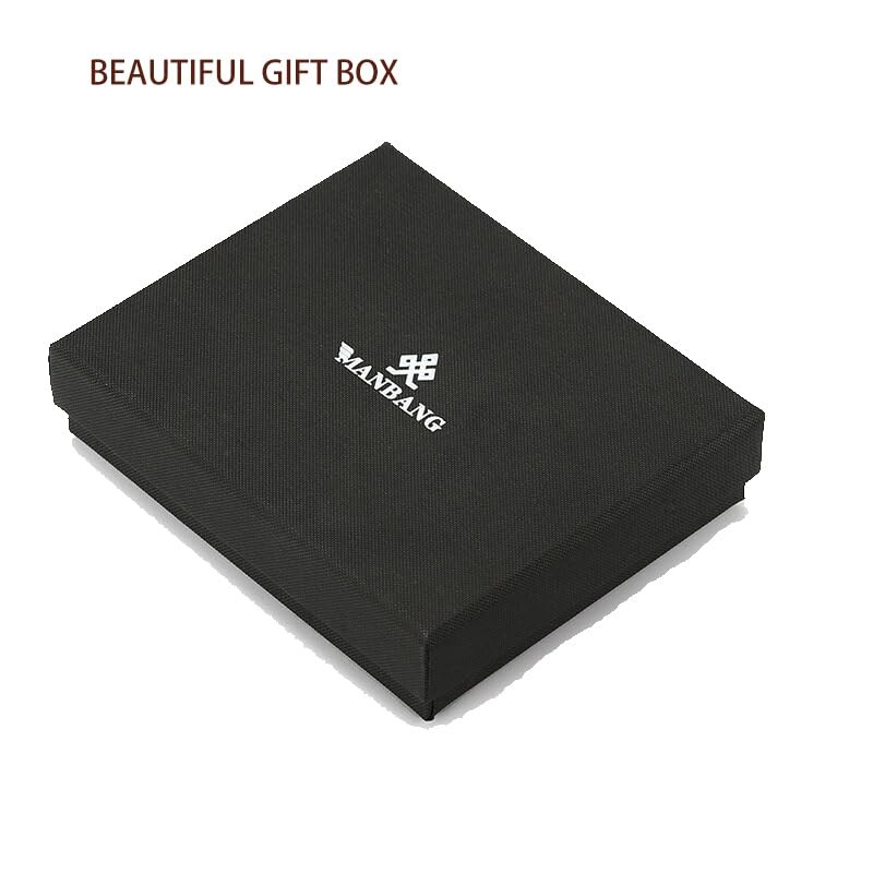 MANBANG Luxury Men Wallet Genuine Cow Leather Male RFID Trifold