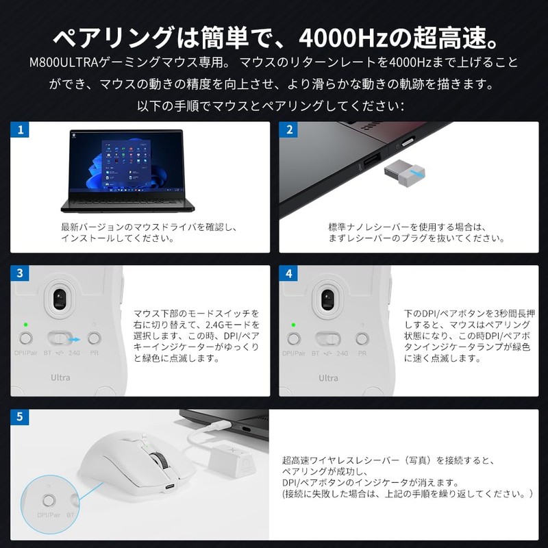 4000Hz Ultra Fast Wireless Receiver, DELUX M800Ultra Dedicated Mouse Receiver,