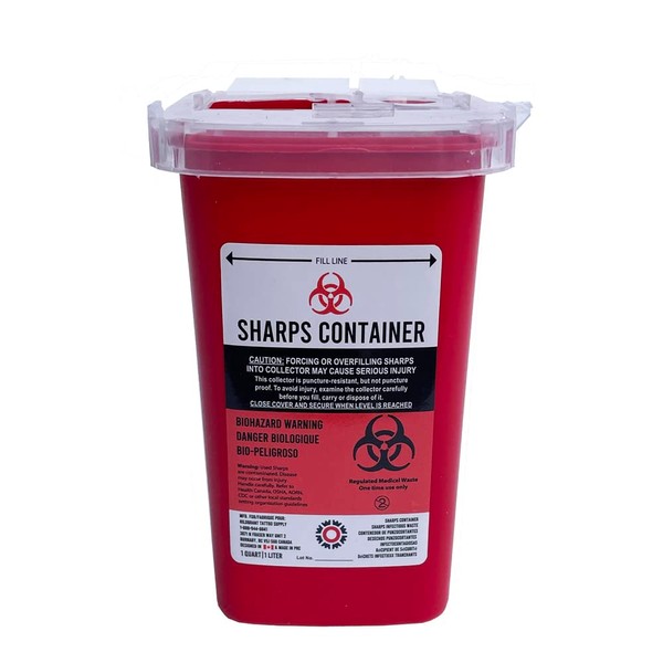 Hildbrandt Sharps Container for Professional and Home Use - 1 Quart - Needle and Syringe Disposal - Single Pack