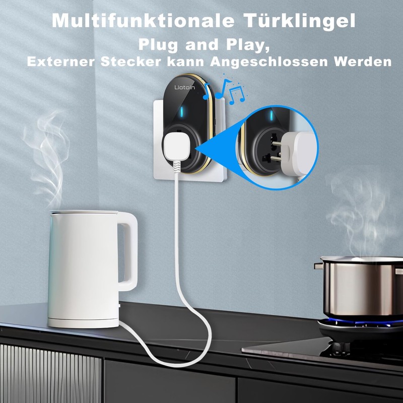 LIOTOIN Wireless Bell, Waterproof Wireless Doorbell with No Contact Required,